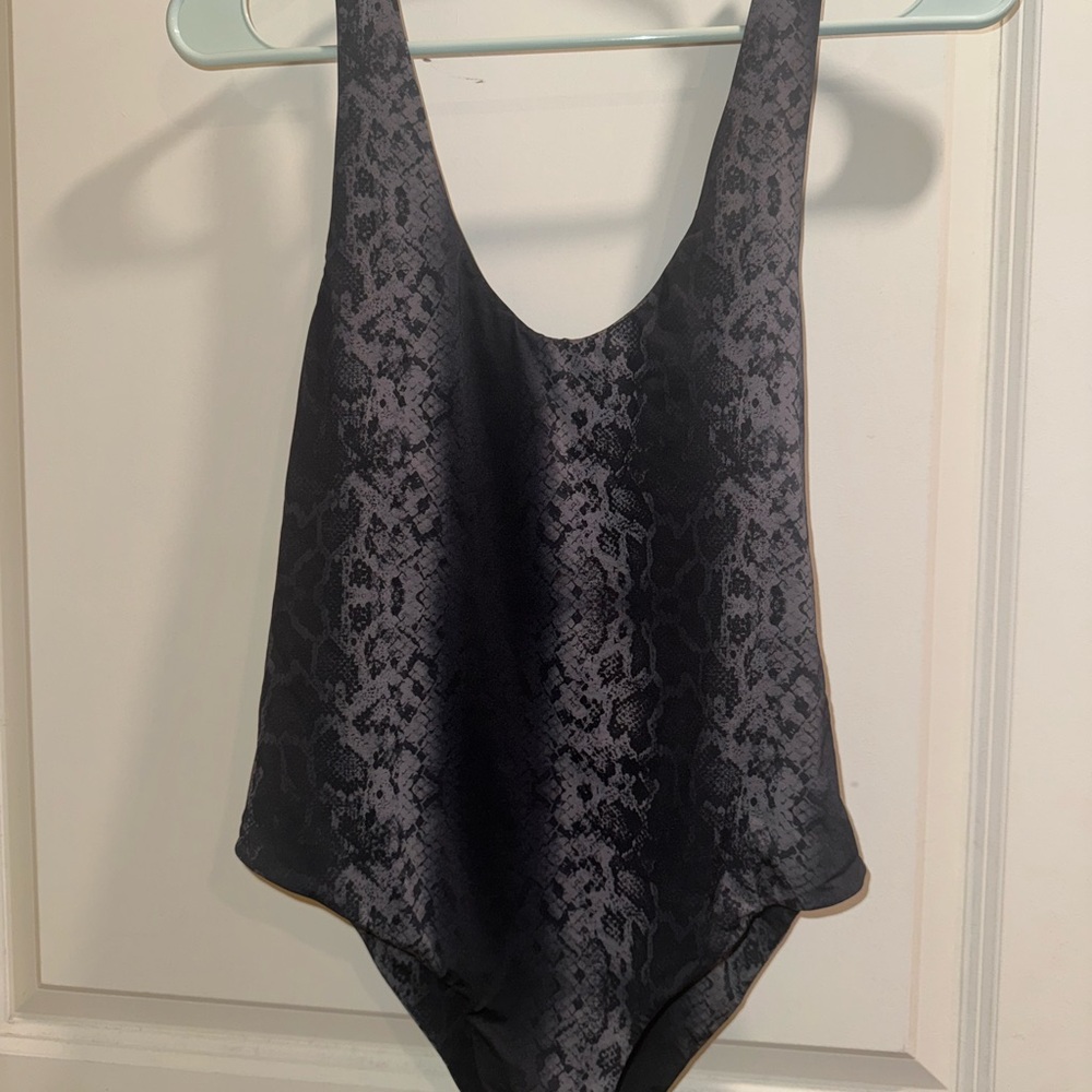 Black Snake Print Women Swim One Piece